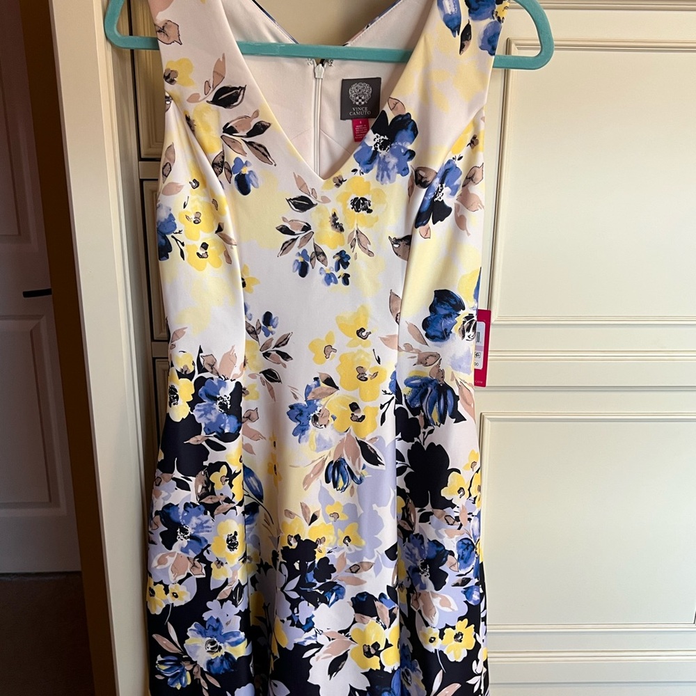 Vince Camuto Floral Dress with Blue and Yellow Accents
